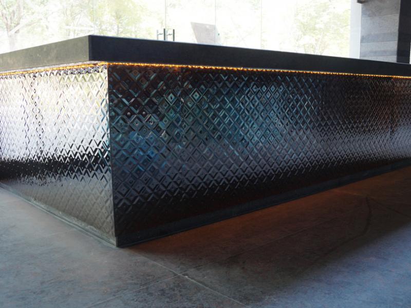 Bar Counter Cladding with PVD Black Stainless Steel Embosed sheets