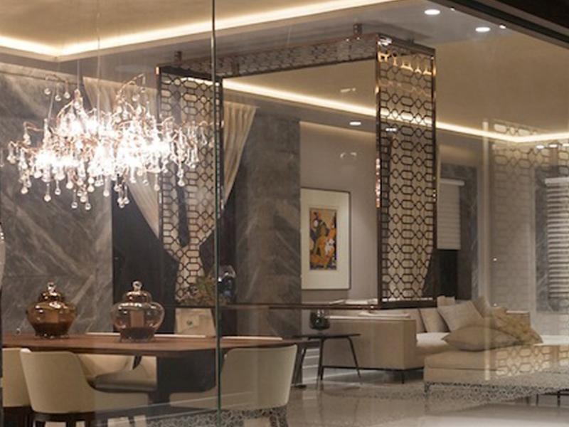  Hanging Console in PVD Bronze Stainless Steel 3mm thick with CNC Laser Cut